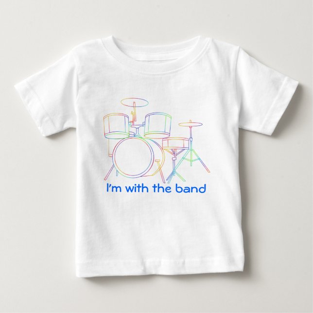 Jag förmiddagen med musikbandT-tröja trummar T Shirt (Framsida)