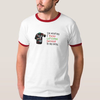 Jag förmiddagen som ha på sig en tacky jultröja i t-shirt