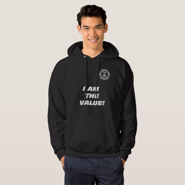 JAG FÖRMIDDAGEN VÄRDERA DIG ÄR VÄRDERA! HOODIE (Hel framsida)