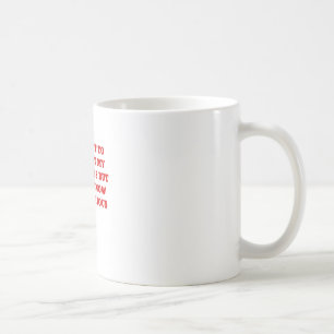 Jag försök att inte skratta på min egna skämt kaffemugg
