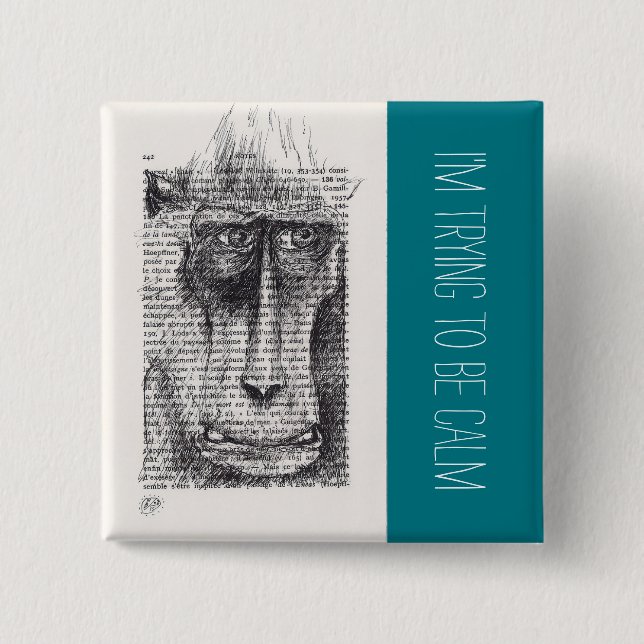 Jag försöker bli lugn Monkey Year 2016 Button Knapp (Framsida)