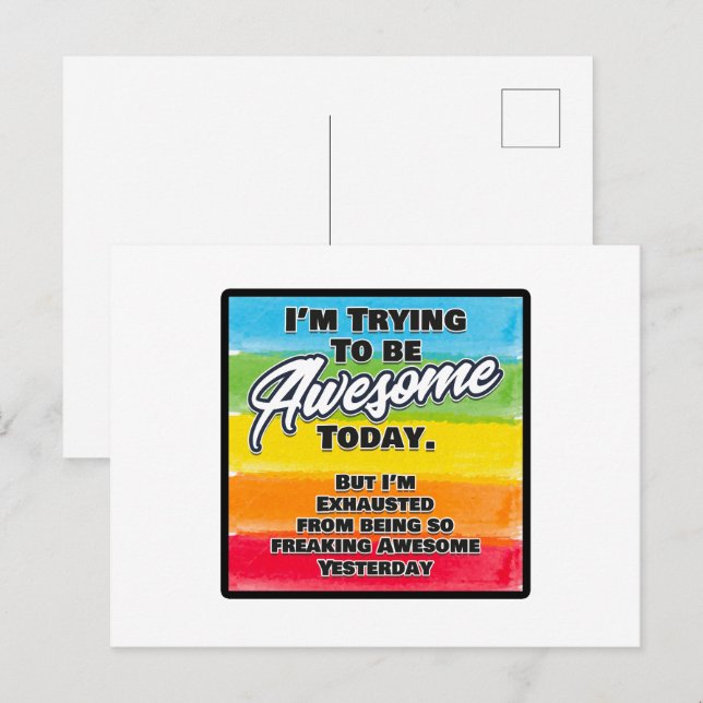 Jag försöker vara fantastisk idag vykort (Fram/baksida)