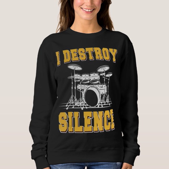 Jag förstör Silence Drum Drummer T Shirt (Framsida)
