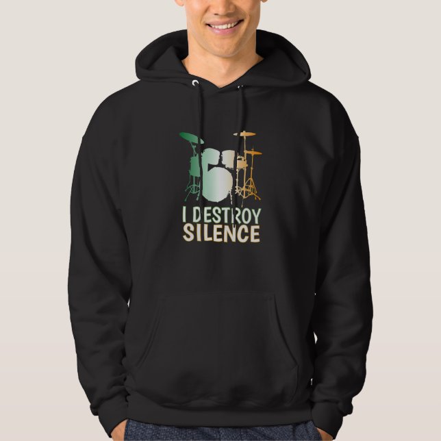 Jag förstör Silence Drums St patricks day Drummer Hoodie (Framsida)