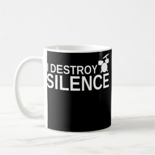 Jag förstör Silence Funny Drummer Drums Drumming Kaffemugg