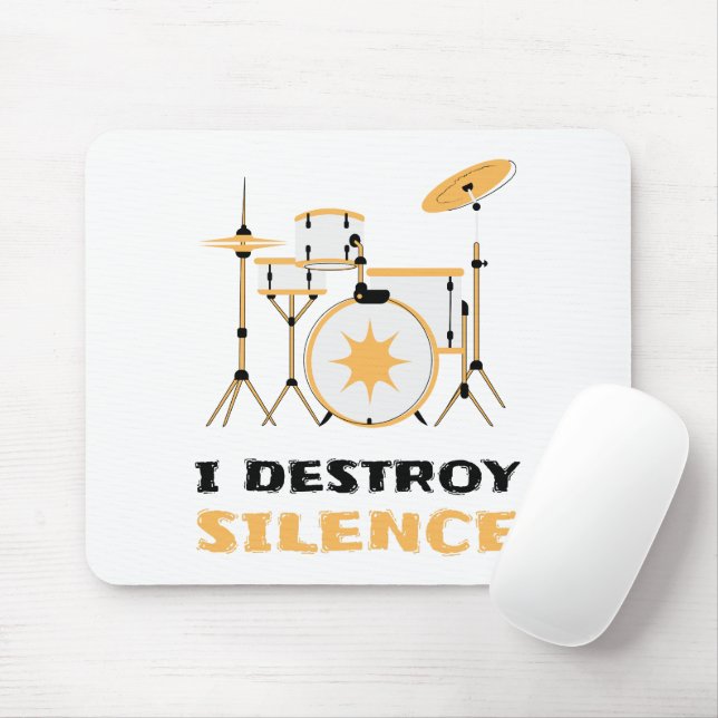 Jag förstör Silence Funny Drummer Musmatta (Med mus)