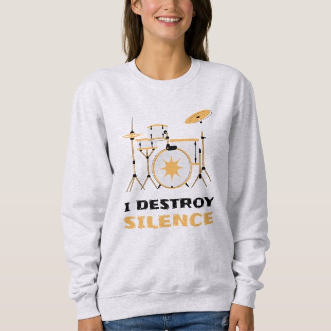Jag förstör Silence Funny Drummer T Shirt (Framsida)