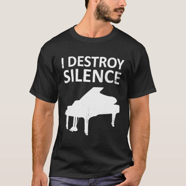 Jag förstör Silence Funny Piano 1 T Shirt (Framsida)