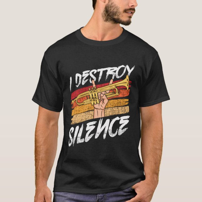 Jag förstör Silence Funny Trombone Player Marching T Shirt (Framsida)
