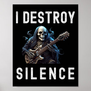 Jag förstör Silence Ghost Guitar Funny Guitar Poster