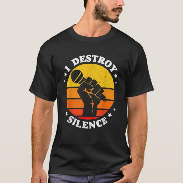 Jag förstör Silence Singer Microphone T Shirt (Framsida)