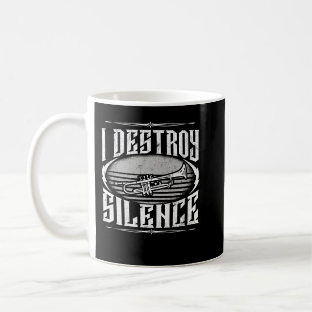 Jag förstör Silence Trumpet Jazz Marching Band Gif Kaffemugg (Vänster)