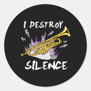 Jag förstör Trumpet Player för tystnad Runt Klistermärke