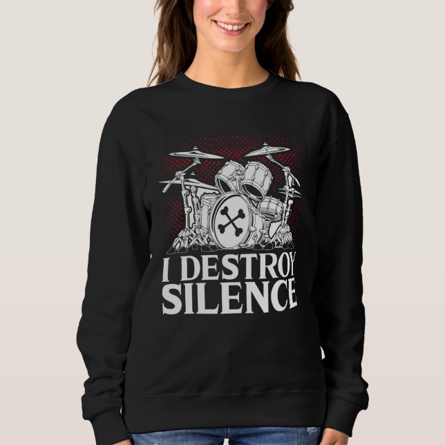 Jag förstör tyst Drummer Musician Drumsticks T Shirt (Framsida)