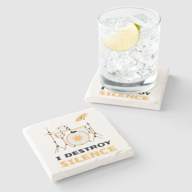 Jag Förstör Tystnad Rolig Trummis Stenunderlägg (Sidan)