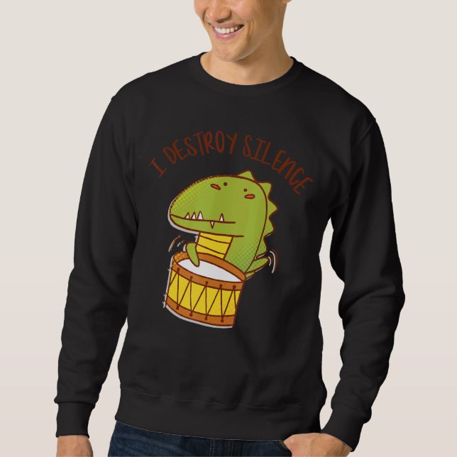 Jag förstör tystnaden Rockstar Alligator spelar da Lång Ärmad Tröja (Framsida)
