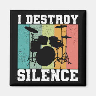 Jag förstör Vintagen Drummer Retro för tystnad Magnet