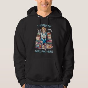 Jag försvinner in i romaner och mjau Boknörd Bibli Hoodie