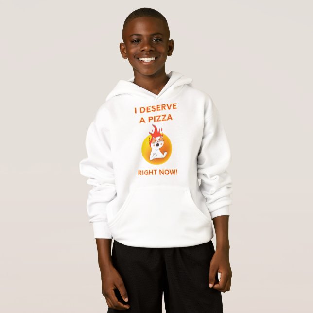 Jag förtjänar en pizza höger-slogan med arg cat t shirt (Hel framsida)