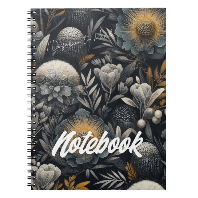 Jag förtjänar hälsa - Moody botanisk design Anteckningsbok (Framsidan)