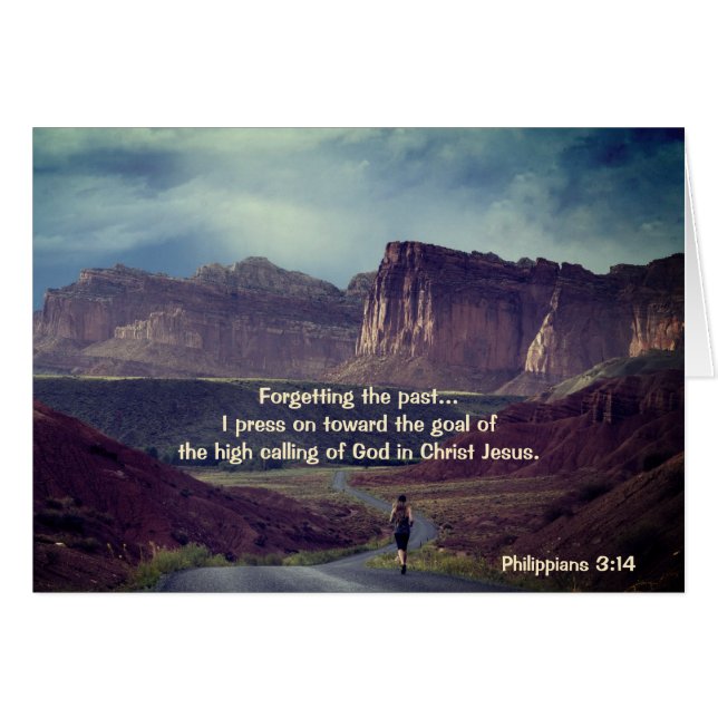 Jag fortsätter mot målet Filippians 3:14-kort Hälsningskort (Framsidan Horizontal)