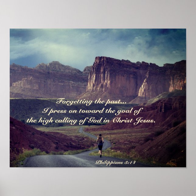 Jag fortsätter mot målet Filippinerna 3:14 Bibel Poster (Framsidan)