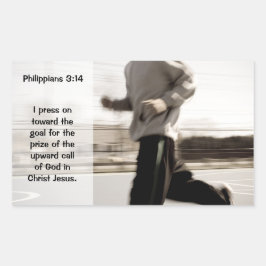 Jag fortsätter mot målet Filippinerna 3:14 Bibel Rektangulärt Klistermärke