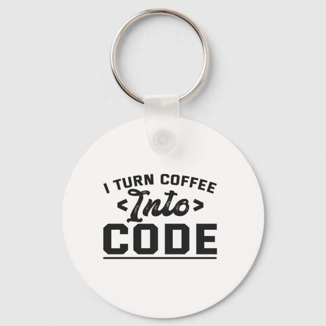 Jag förvandlar kaffe till Code Funny Programmer Li Nyckelring (Framsida)