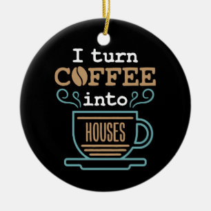 Jag förvandlar kaffe till husvagnskonstruktion julgransprydnad keramik