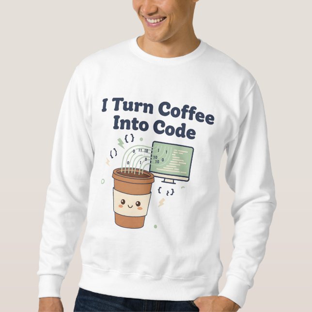 Jag Förvandlar Kaffe Till Kod – Rolig Programmerar Lång Ärmad Tröja (Framsida)