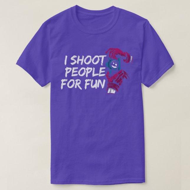 Jag fotograferar personfoton för Roligt Funny Came T Shirt (Design framsida)