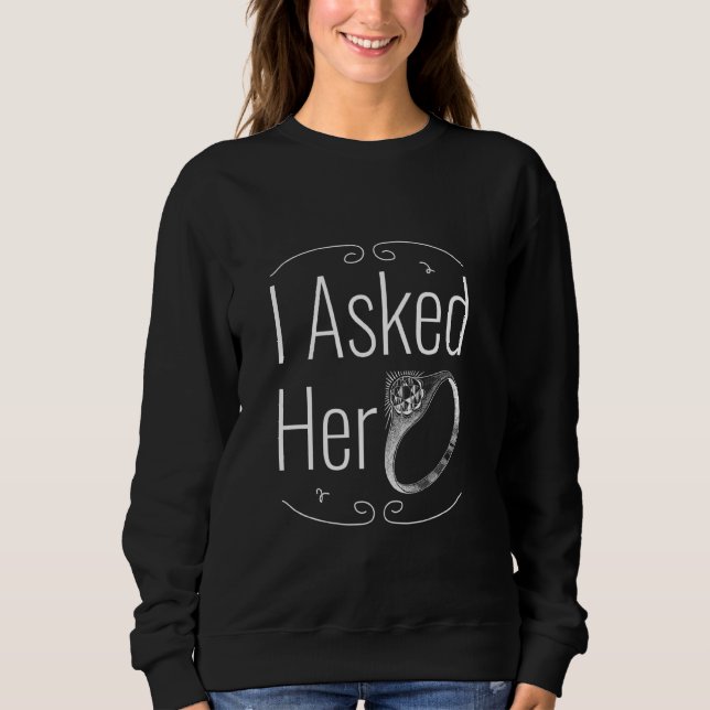 Jag frågade hennes Diamond Förlovning Ring par T Shirt (Framsida)
