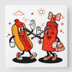 Jag frågar om Juicy Wieners Vuxen humor Funny Fyrkantig Klocka