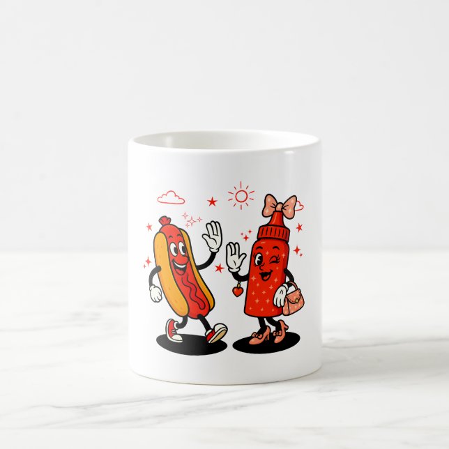 Jag frågar om Juicy Wieners Vuxen humor Funny Kaffemugg (Center)