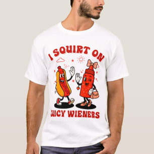 Jag frågar om Juicy Wieners Vuxen humor Funny T Shirt