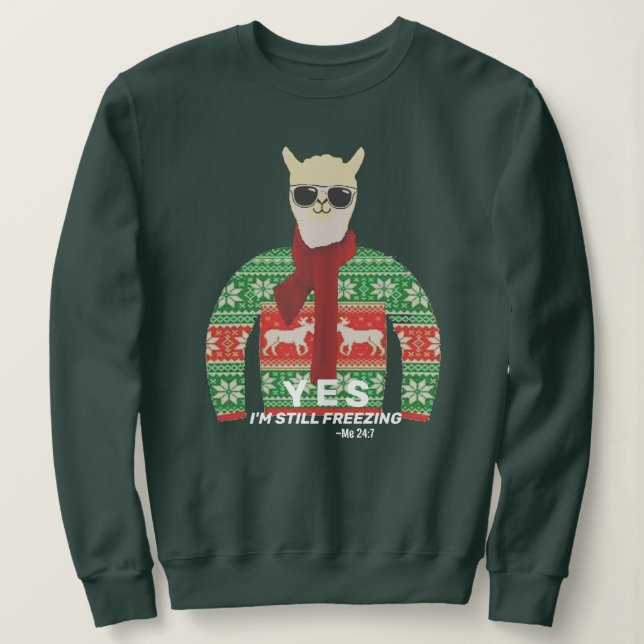 Jag fryser fortfarande den vackra julsötaren, Llam T Shirt (Design framsida)