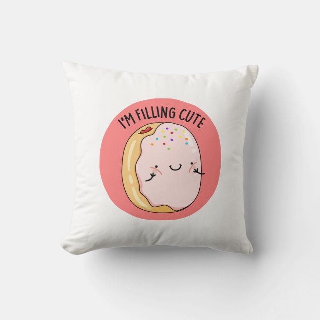 Jag fyller Cute Funny Jelly Donut Pun Kudde (Framsida)