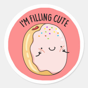 Jag fyller Cute Funny Jelly Donut Pun Runt Klistermärke