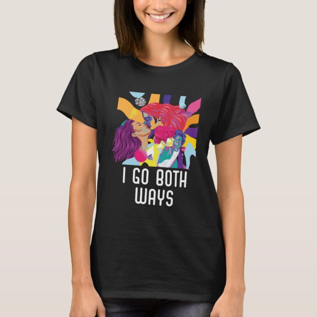Jag går båda Pridet med Bisexual Rainbow T Shirt (Framsida)