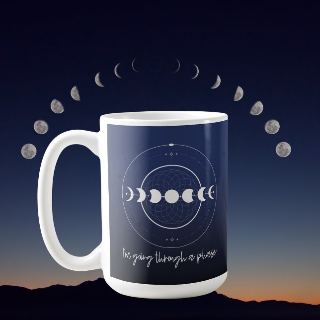 Jag går igenom en fas (Måne) Mugg (Moon Phase Mug for the WItchy, Moon Magic, Boho, Free Spirit.)
