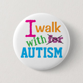 Jag Går Med Autism- Färgrik Autism Medvetenhet Pin Knapp