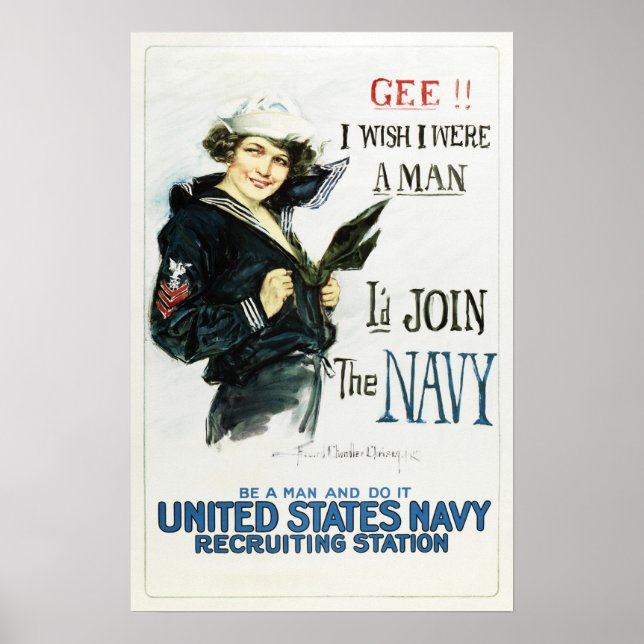 JAG GÅR MED NAVY Howard Chandler US Rekrytering Poster (Framsidan)