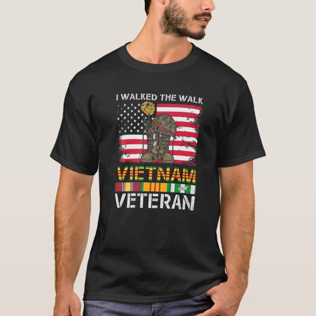 Jag går på Walk Vietnam Veteran Manar Women Us Vet T Shirt (Framsida)