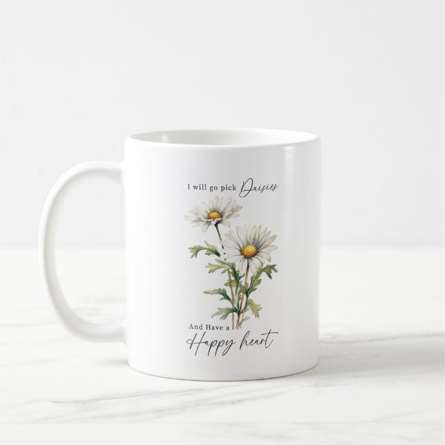 Jag går Plocka Daisys White Blommigt Anpassningsba Kaffemugg (Vänster)