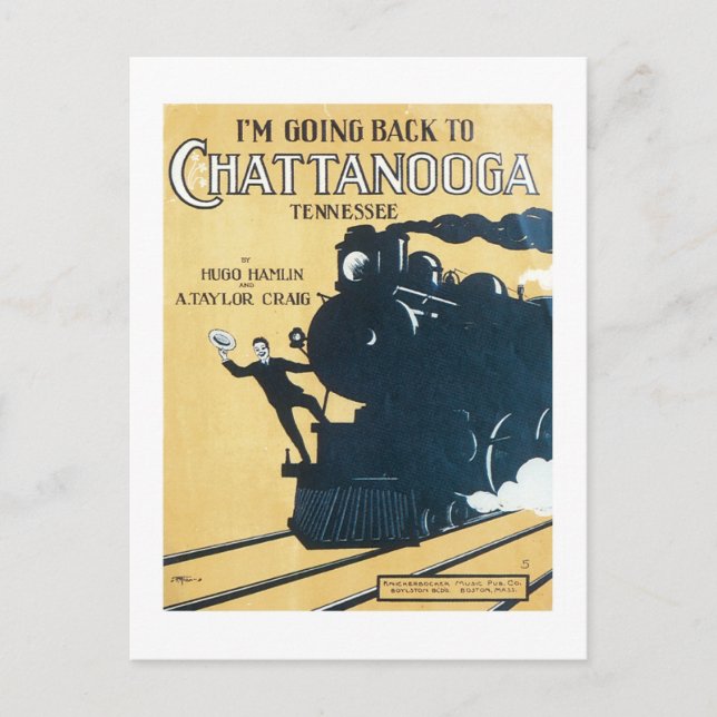 Jag går tillbaka till Chattanooga Tennessee Songbo Vykort (Framsida)