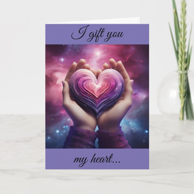 Jag ger dig mitt hjärta högtidskort helgkort (Framsida)