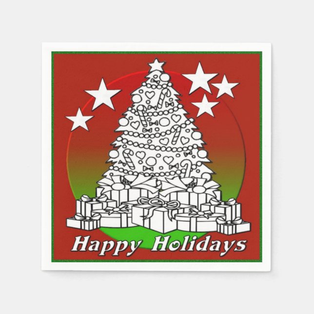 Jag ger mig av färg under julklapparna i Träd Pappersservett (Framsidan)