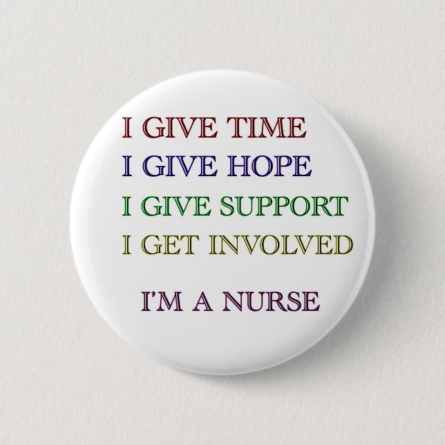 JAG GER MIG, I-förmiddagen EN SJUKSKÖTERSKA Knapp (Framsida)