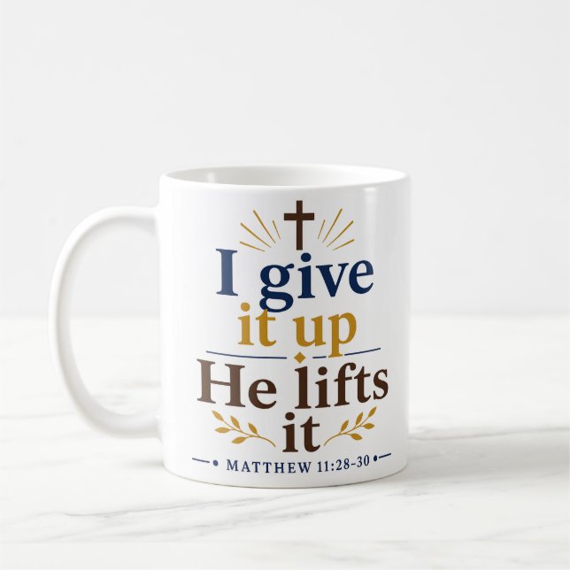 Jag ger upp Han lyfter Kristet hopp-citat Kaffemugg (Vänster)
