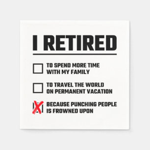Jag gick i pension Rolig checklista Humor Sarksati Pappersservett